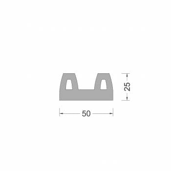 Profilo parabordo a B in gomma 50x25mm