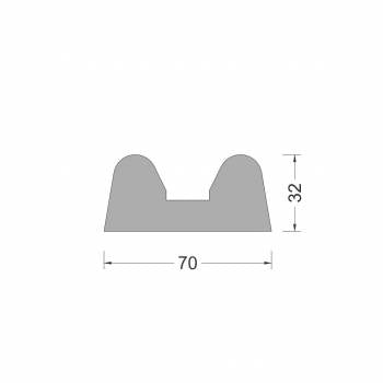Profilo parabordo a B in gomma 70x32 mm