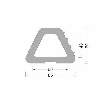 Profilo parabordo Delta in gomma 85mmx60mm